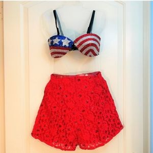 Vintage Fredericks of Hollywood Sequin Bra top & short set